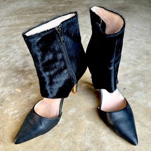 Cut Out Calf Hair Heel Boots